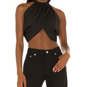 Revolve super down emani wrap crop top